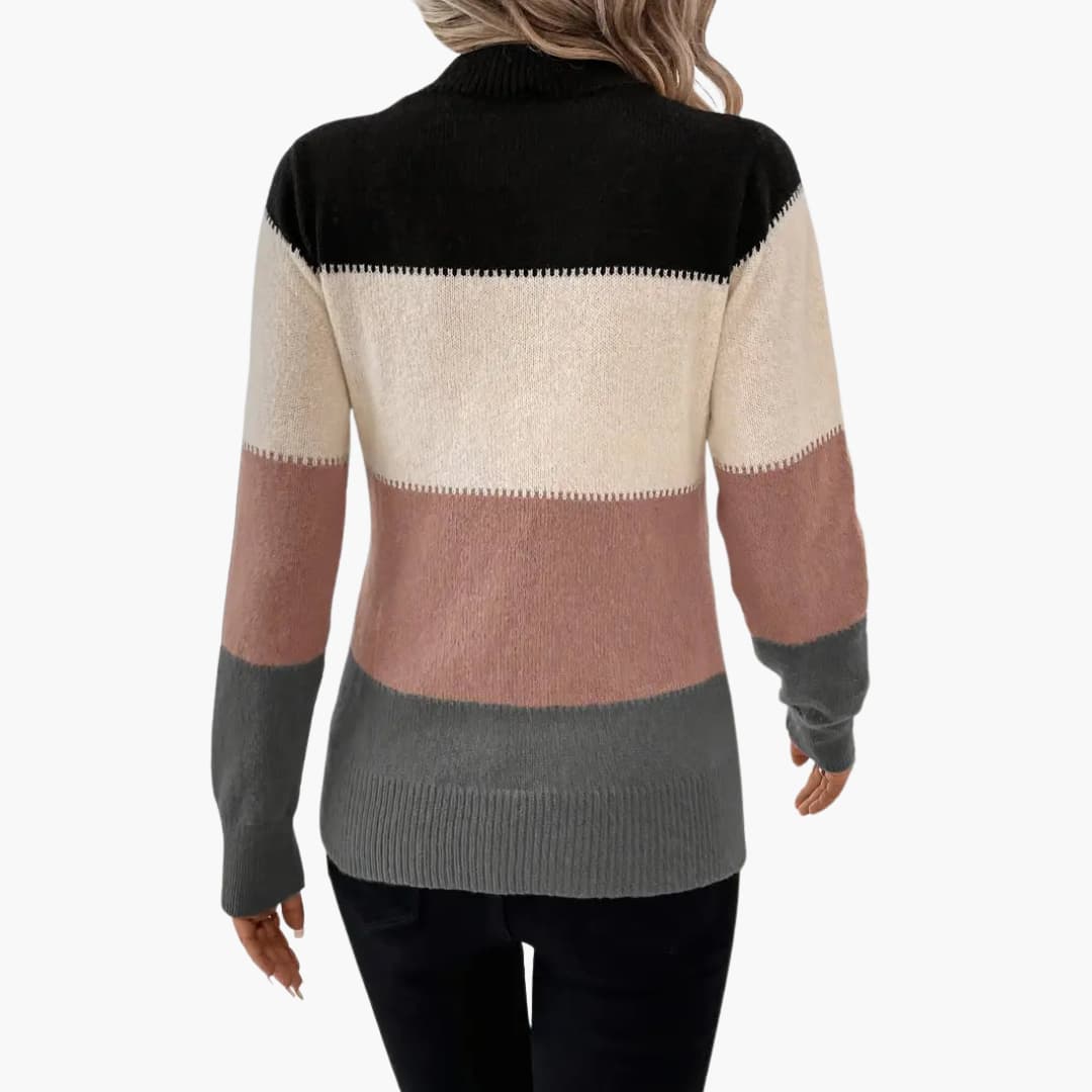 Damen pullover mit Rundhalsausschnitt und Colorblock-Design