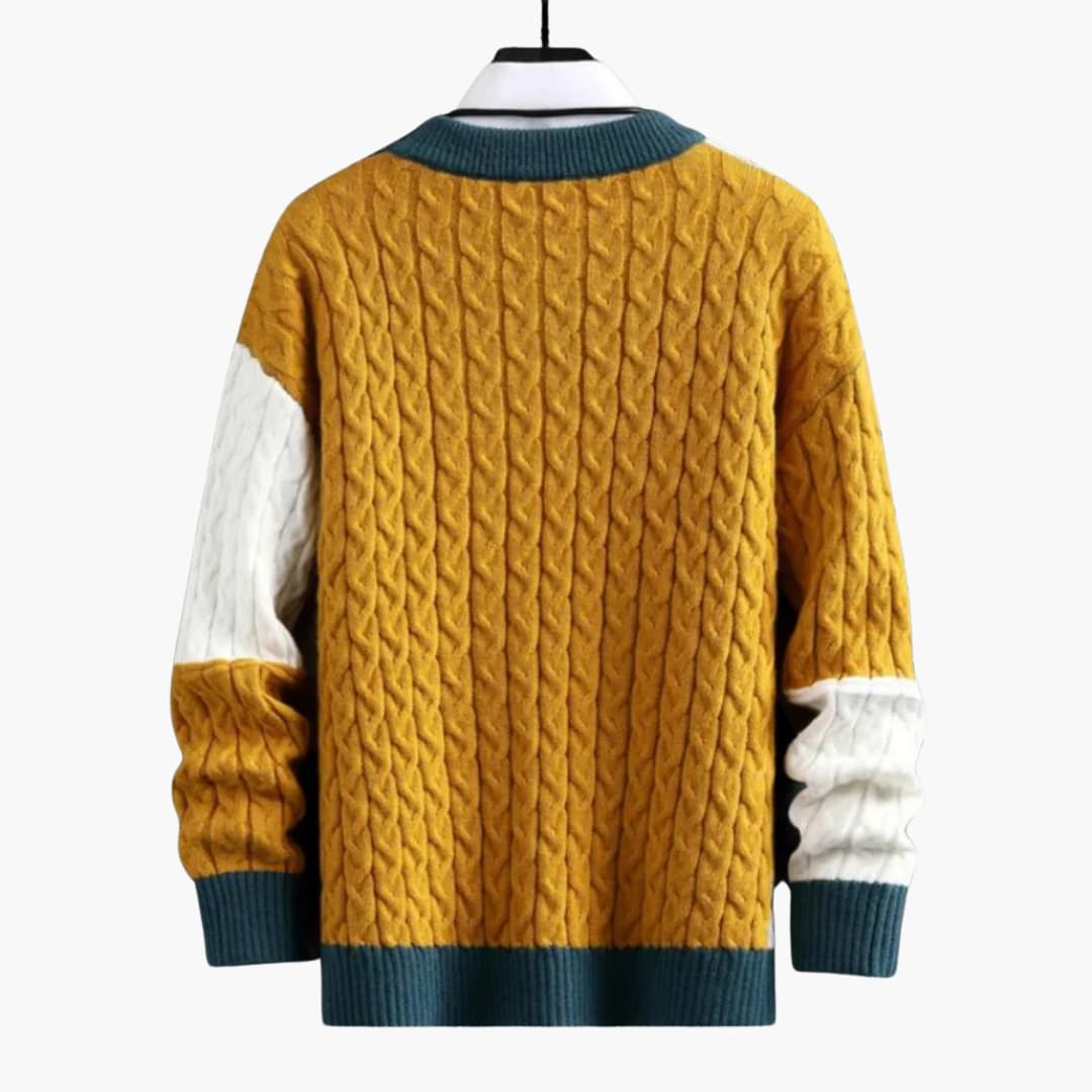 Herren pullover mit Rundhalsausschnitt und Zopfmuster