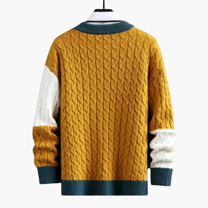 Herren pullover mit Rundhalsausschnitt und Zopfmuster