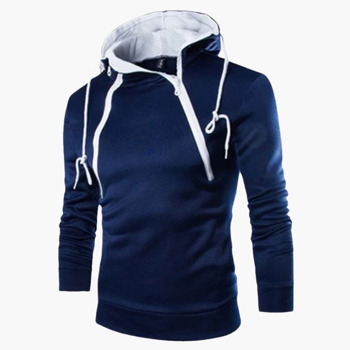 Herren Hoodie mit Reißverschluss am Ausschnitt und Verstellbarem Schnitt