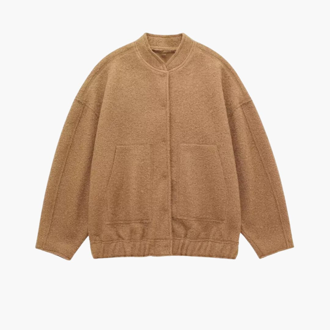 Damen Oversized Jacke mit offenem Frontdesign und aufgesetzten Taschen