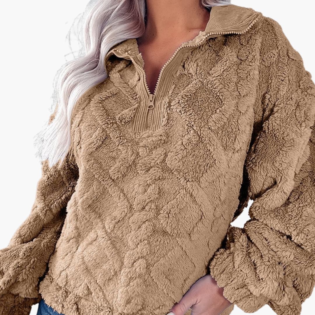 Damen Pullover mit Stehkragen und Reißverschluss