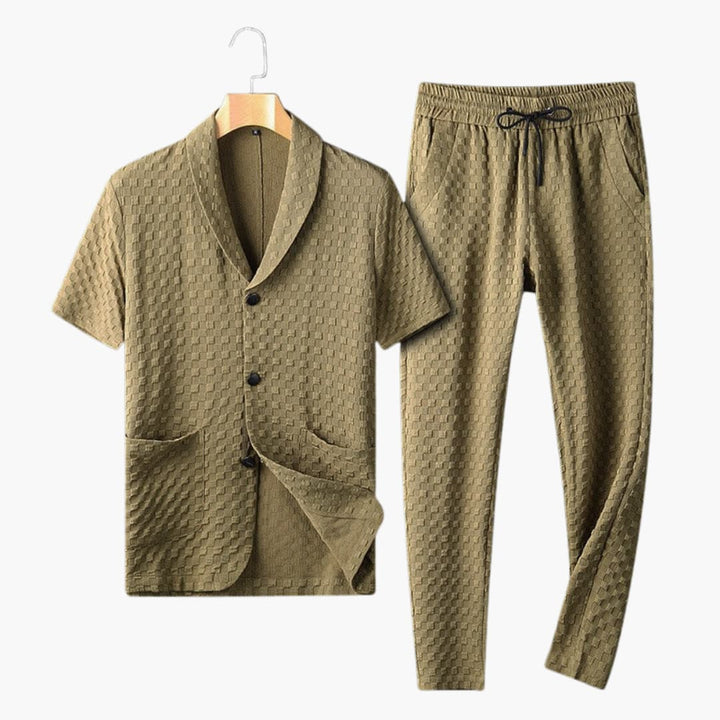Herren Sommer Loungewear Set mit Knopfleiste und Jogginghose