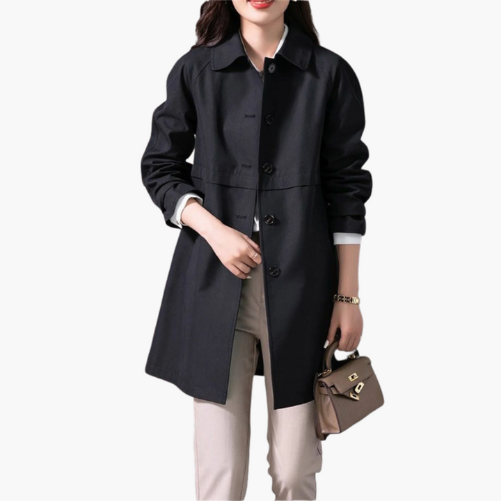 Damen Mantel in mittlerer Länge mit Knöpfen und Taschen