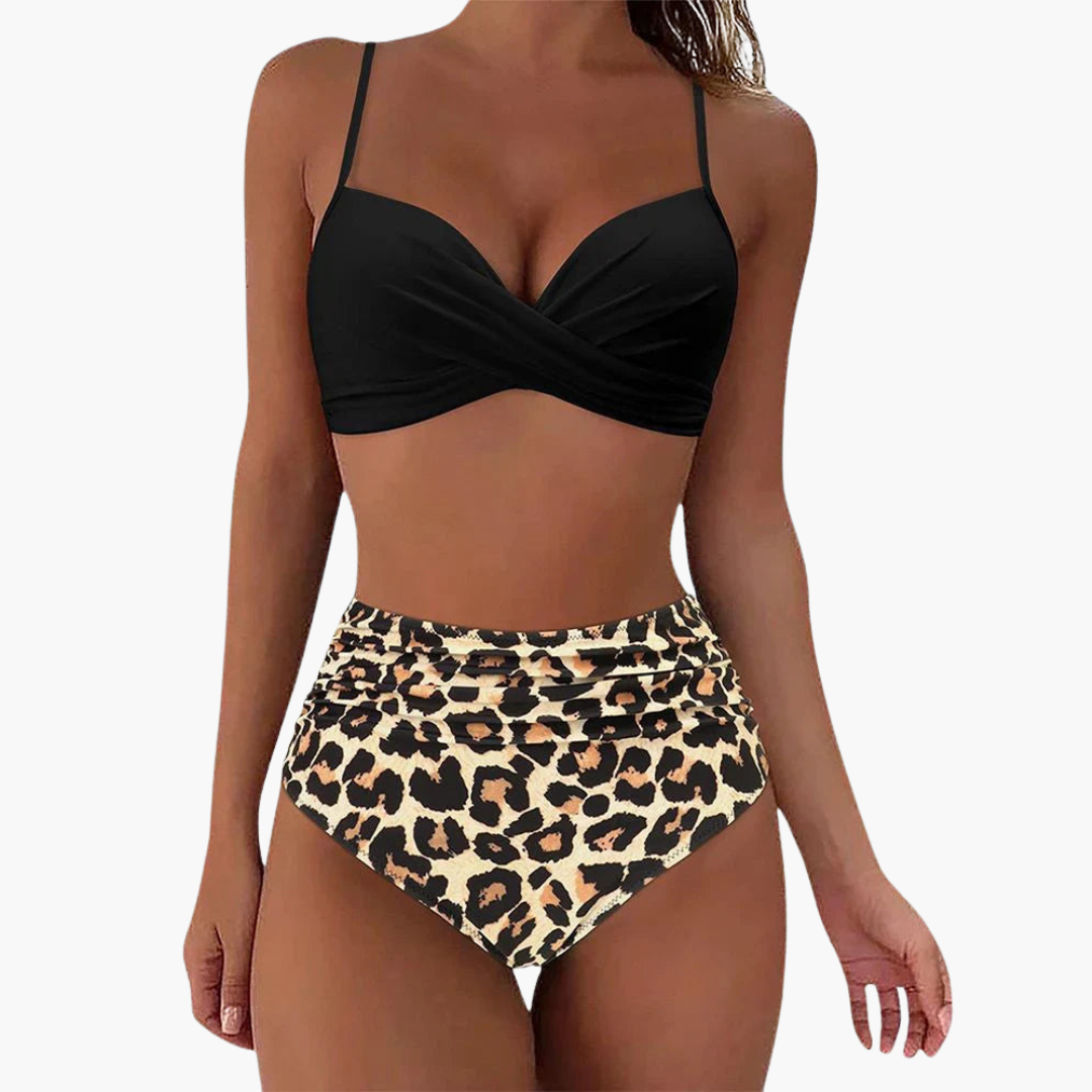 Zweiteiliges Bikini-Set - Damen Bademode mit Blumenprint & Bund