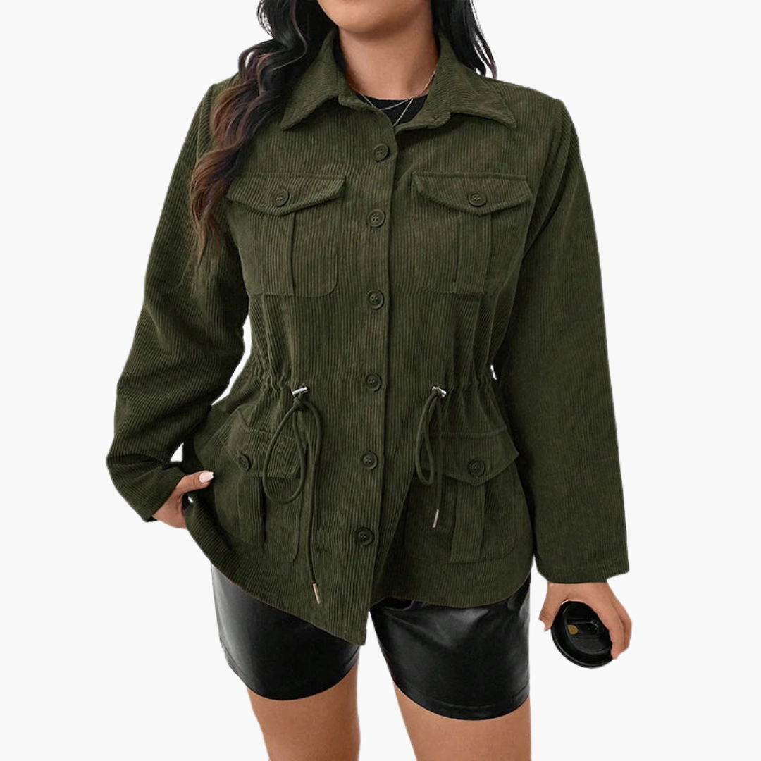 Damen Cordjacke mit Taillenzug
