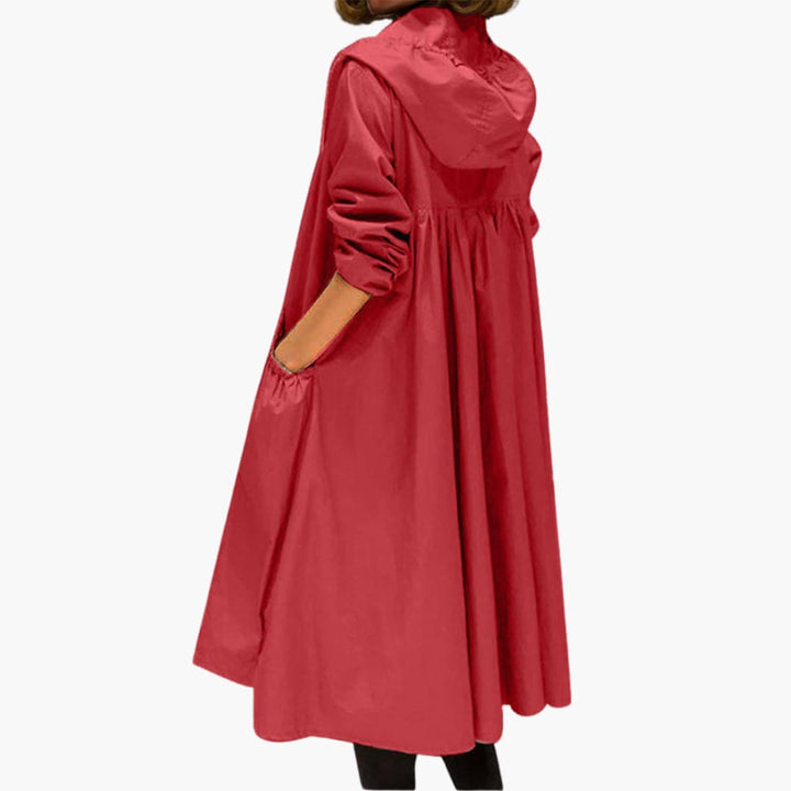 Langer Trenchcoat mit Kapuze für Damen