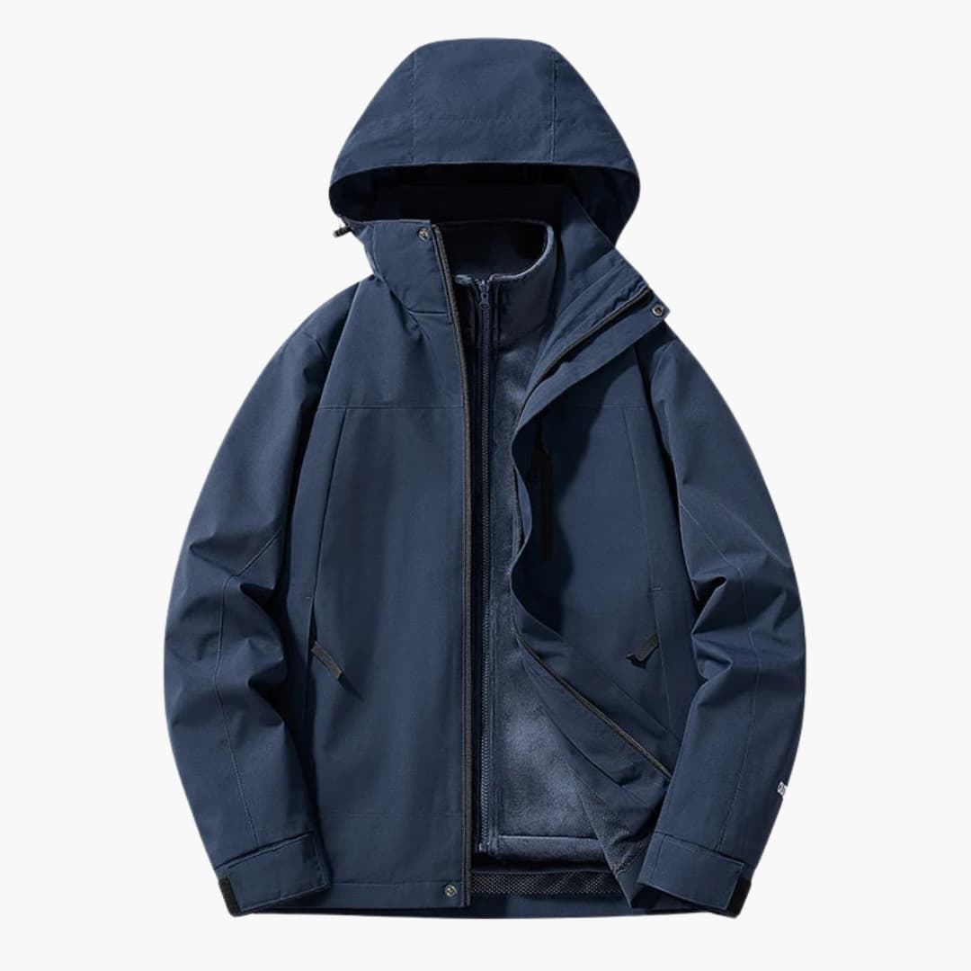 Unisex Skijacke mit Kapuze und Reißverschlusstaschen