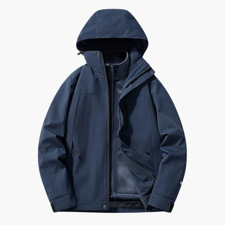 Unisex Skijacke mit Kapuze und Reißverschlusstaschen