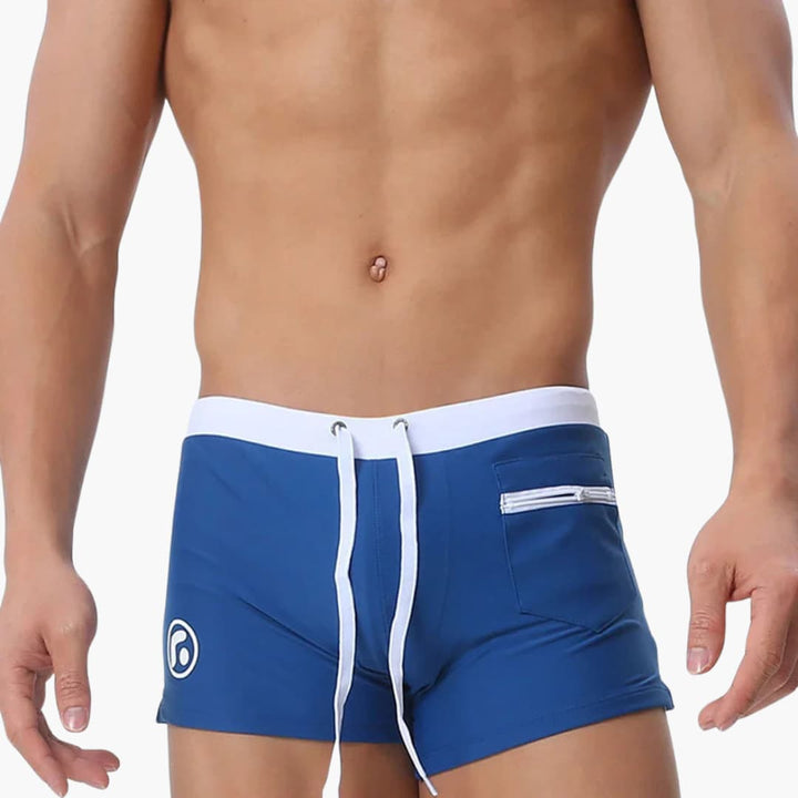 Herren Badeshorts mit Reißverschlusstaschen und Kordelzugbund