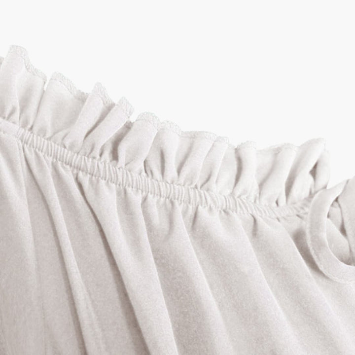 Damen Midikleid mit Puffärmeln und Rüschensaum