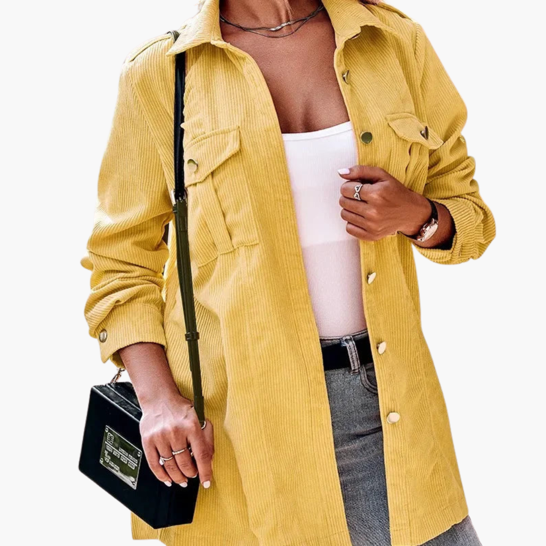 Damen Cordjacke mit Knopfverschluss