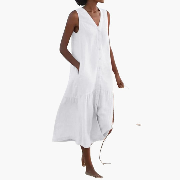 Midi-Kleid mit Knopfleiste für Damen - Sommerliches Shirt Kleid