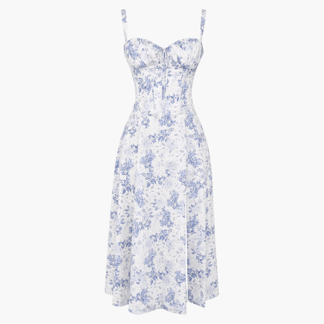 Elegantes trägerloses Kleid mit Blumenmuster für Frauen - SchmiedeMode