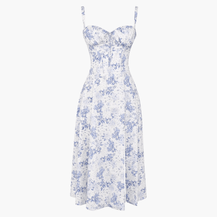 Elegantes trägerloses Kleid mit Blumenmuster für Frauen - SchmiedeMode