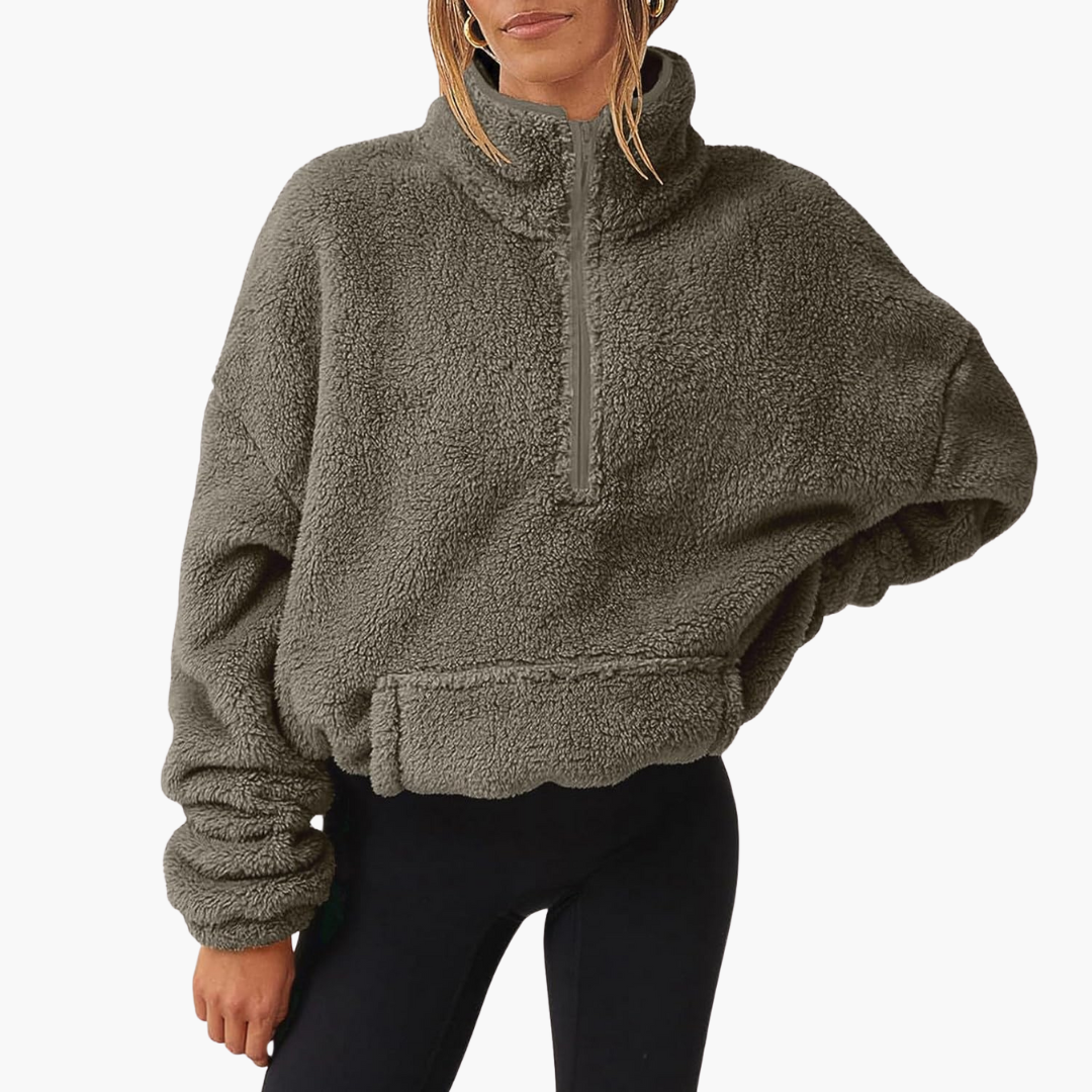 Fleece Pullover für Damen mit halbem Reißverschluss