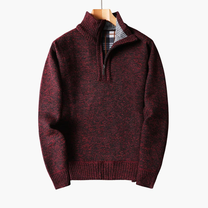 Herren pullover mit Reißverschluss am Halsausschnitt und geripptem Saum