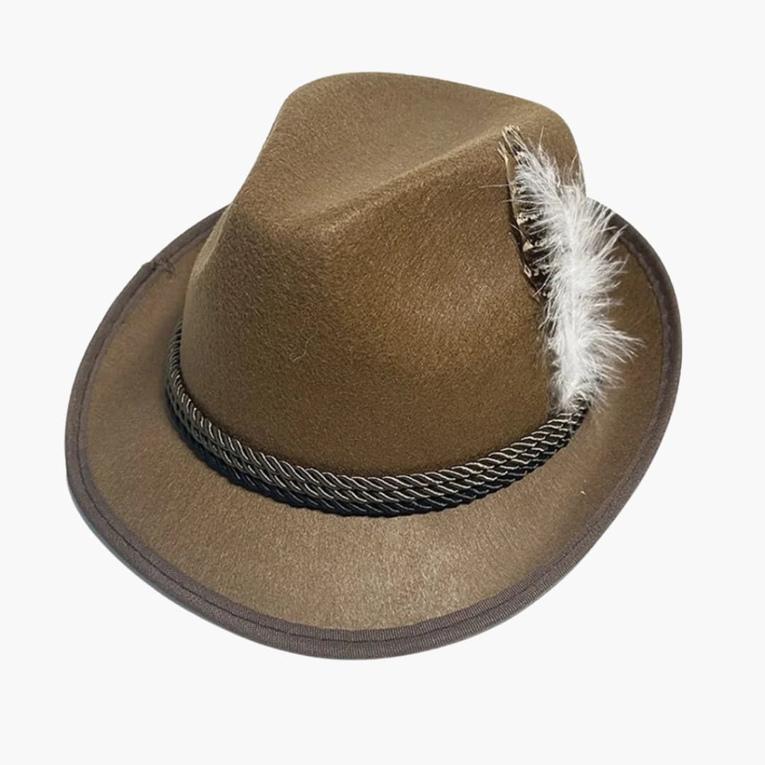 Unisex Bayernhut mit Feder und geflochtenem Band