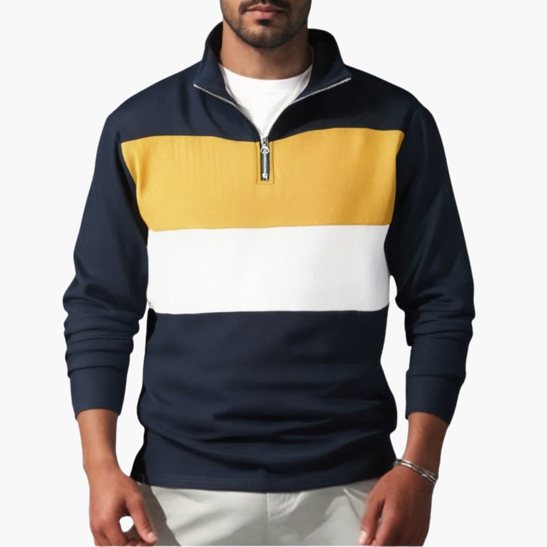 Männer Sportlicher Stehkragen Zip-Front Pullover