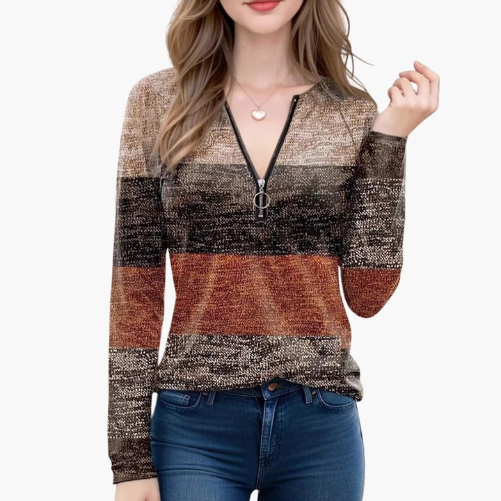 Damen Zip-Up Pullover mit strukturiertem Design trendy und praktisch