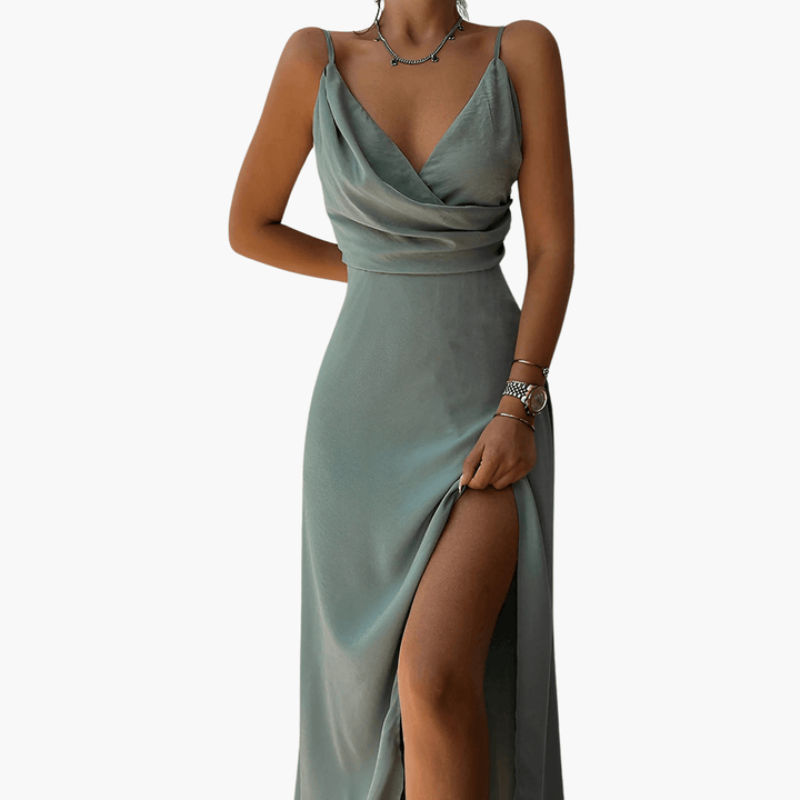 Abend Maxikleid mit Schlitz für Damen – elegant & sexy Look - SchmiedeMode
