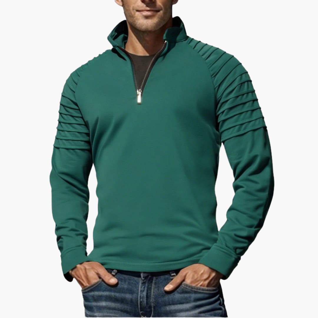 Herren Halbzips Pullover mit geripptem Design und Reißverschluss