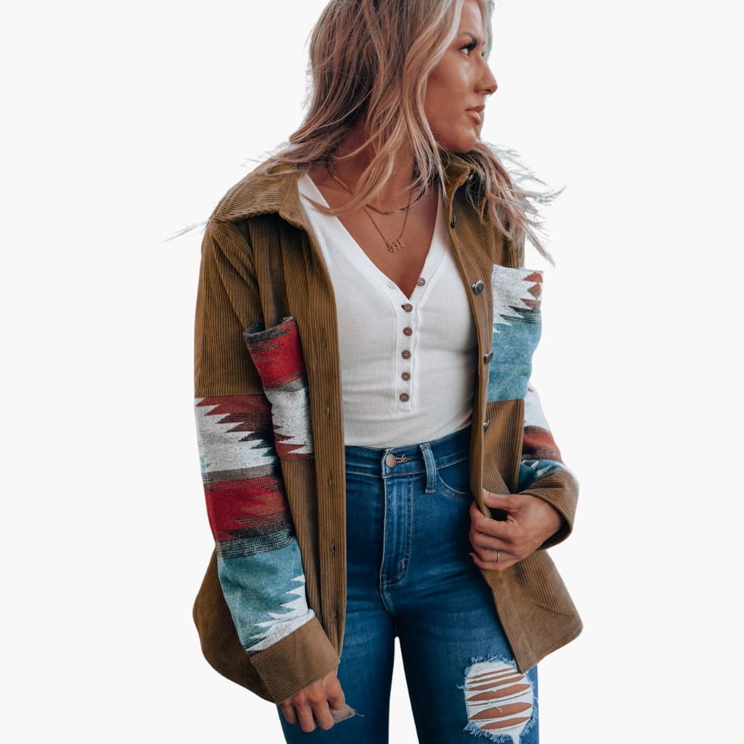 Damen Cordjacke mit Knopfleiste und Taschen