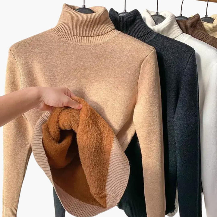 Damenpullover mit Rollkragen und lockerem Strickmuster