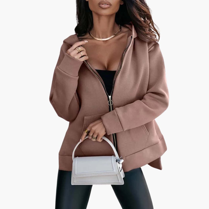 Damen Hoodie mit Reißverschluss und Fronttaschen