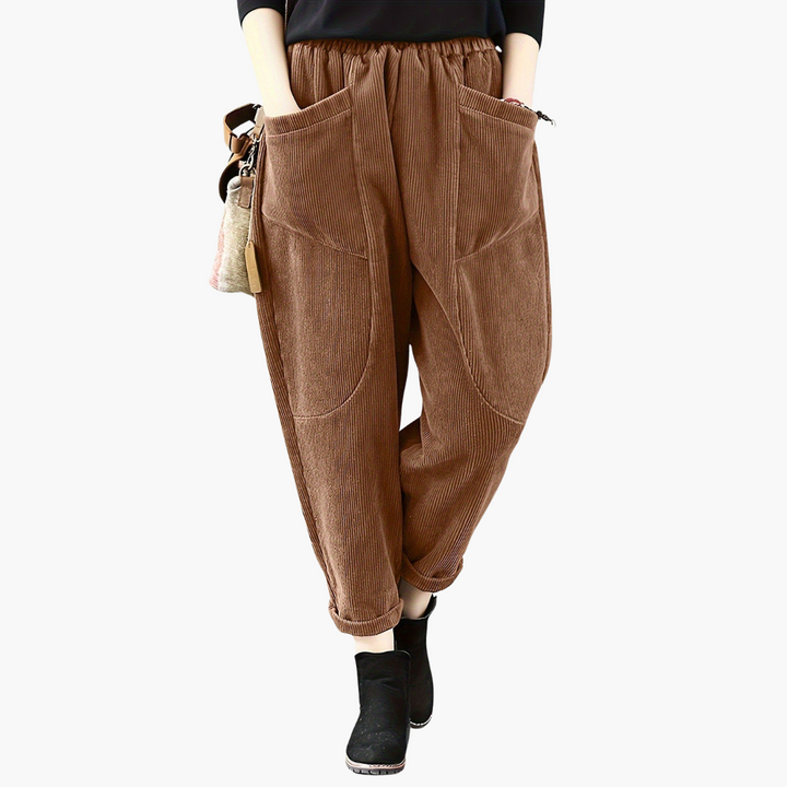 Damen Cordhose mit weitem Bein und Taschen