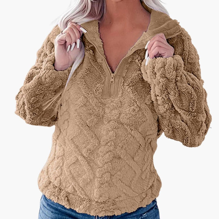 Damen Pullover mit Stehkragen und Strukturstrick