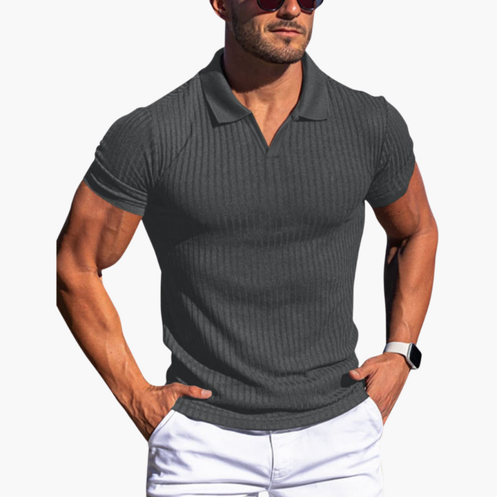 Slim Fit Polo Shirt für Herren – Gerippt, Elegant & Bequem