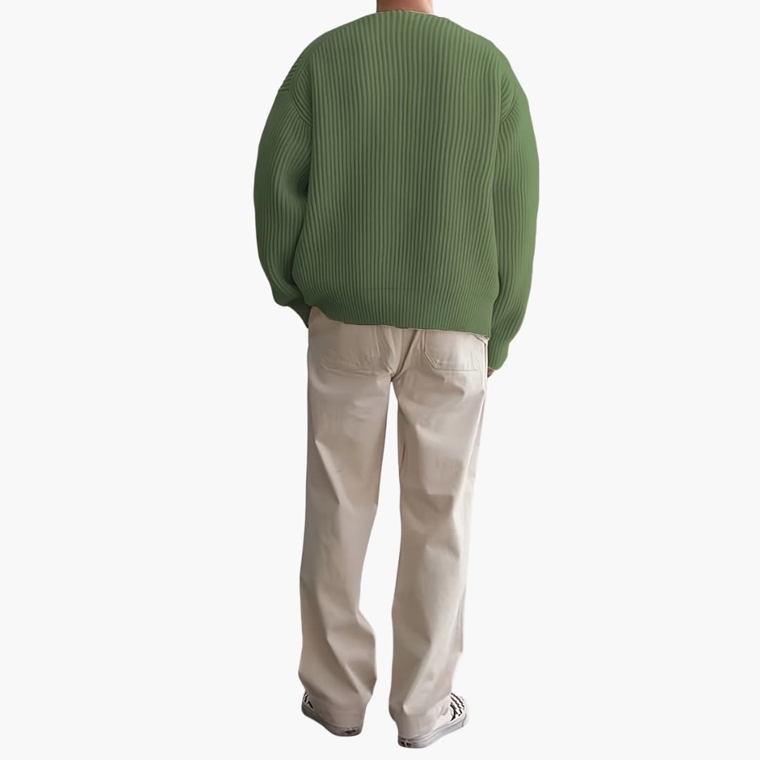 Herren Strickpullover mit Streifen Halbzip und langen Ärmeln