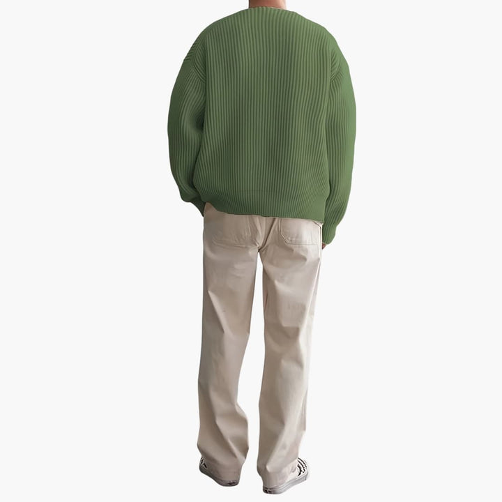 Herren Strickpullover mit Streifen Halbzip und langen Ärmeln