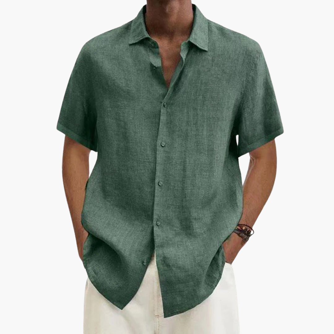 Männer Kurzarm Hemd – Leinen Button-Up Shirt für den Sommer