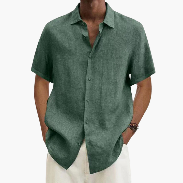 Männer Kurzarm Hemd – Leinen Button-Up Shirt für den Sommer