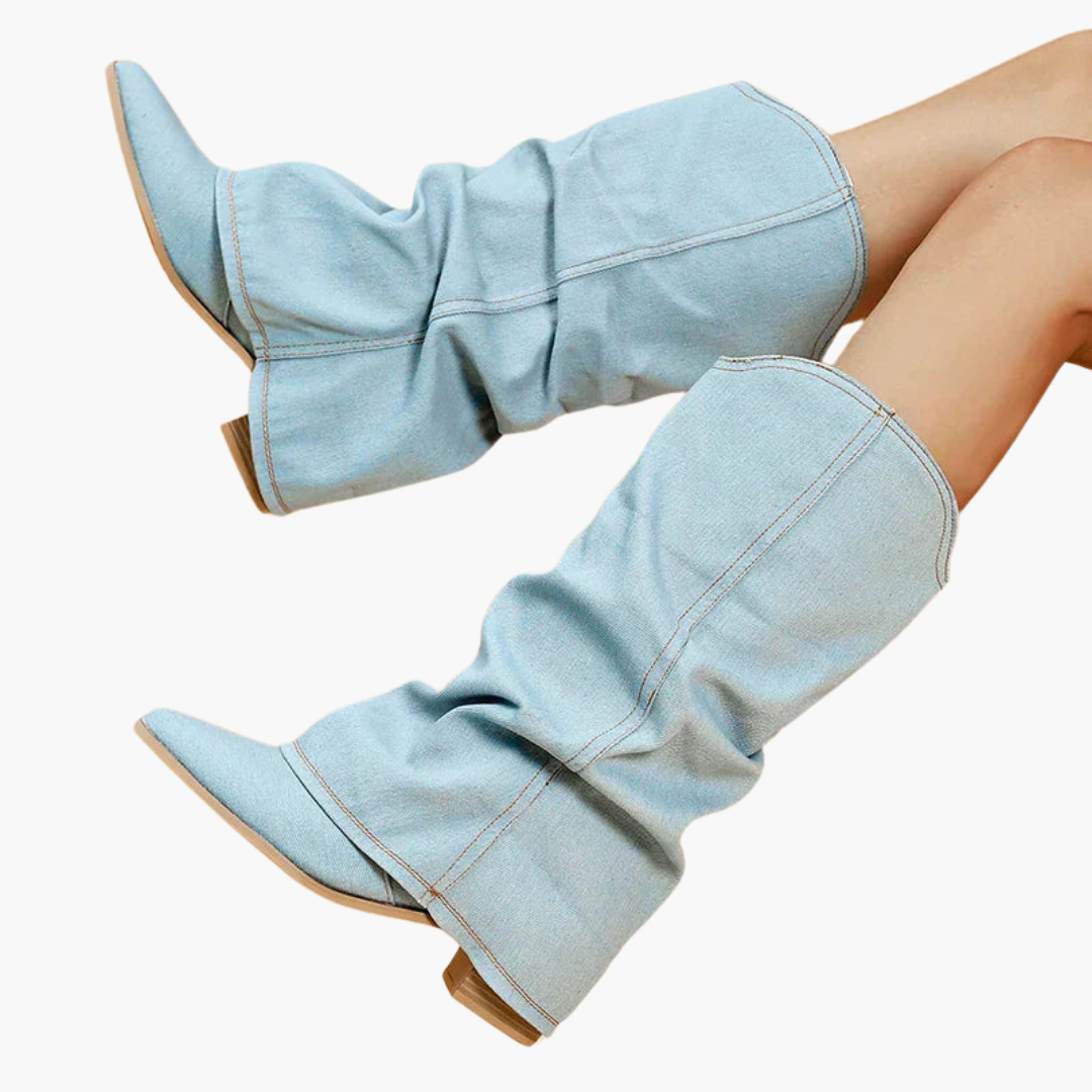 Modische Denim Stiefel für Damen – Slouchy Look & Trendy