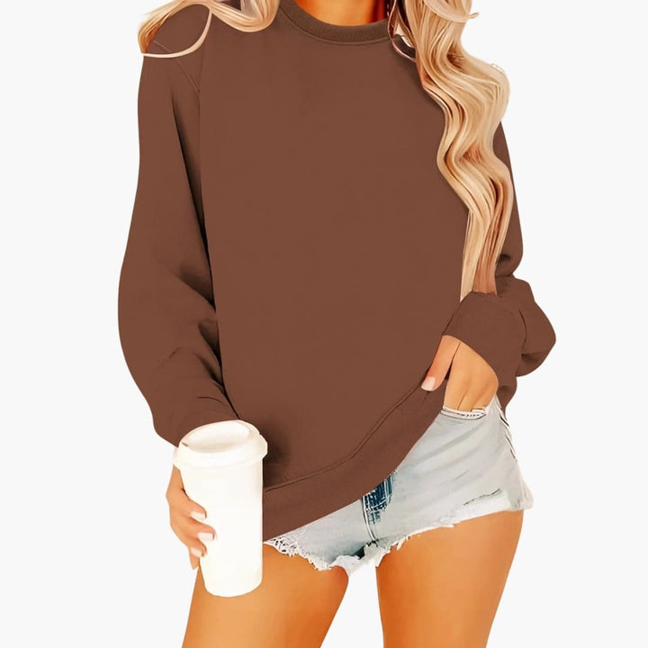 Damen Sweatshirt mit Rundhalsausschnitt und Rippbündchen