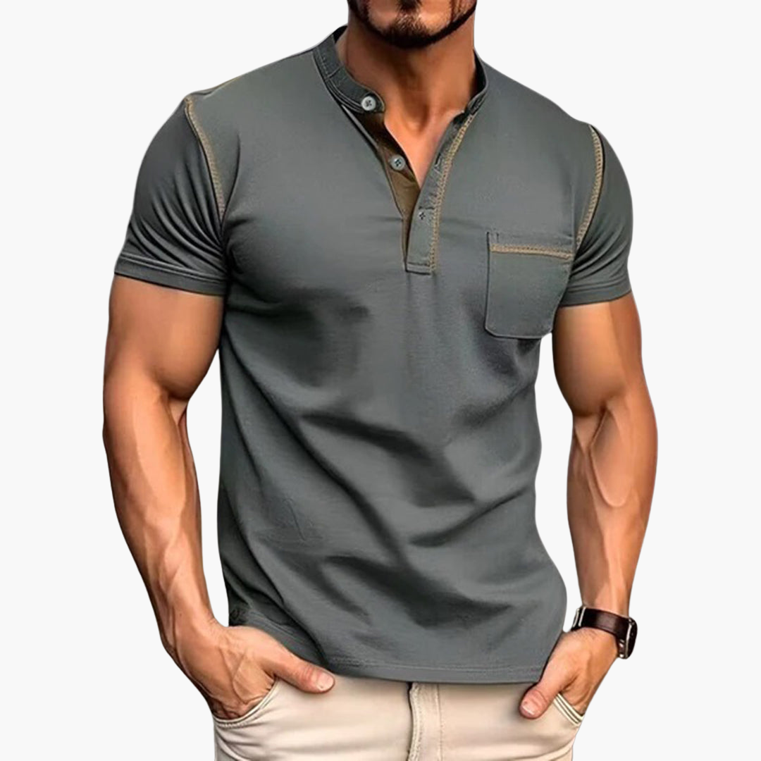 Henley T-Shirt für Männer – Kurzarm mit Brusttasche