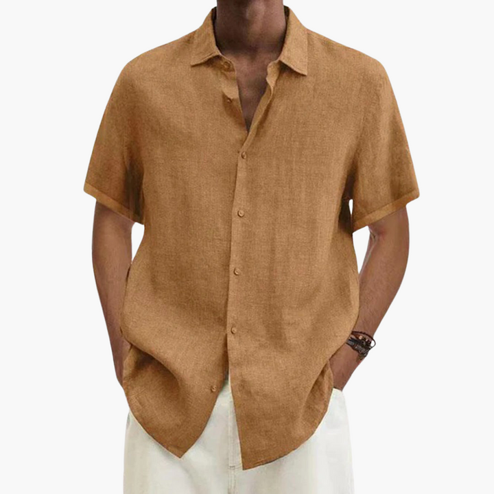 Männer Kurzarm Hemd – Leinen Button-Up Shirt für den Sommer