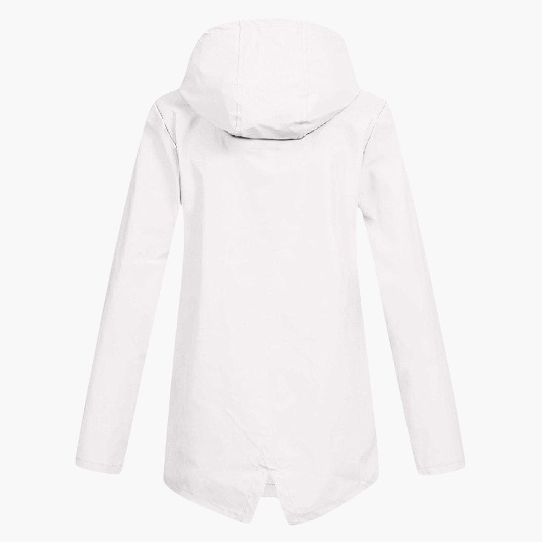 Damen regenmantel mit verstellbarer Kapuze und Reißverschluss