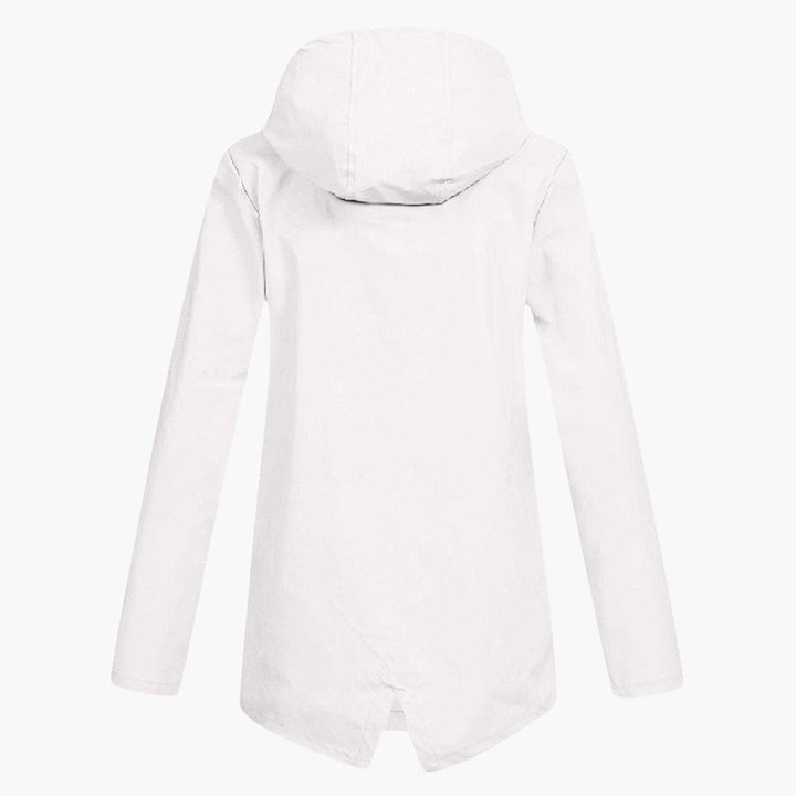 Damen regenmantel mit verstellbarer Kapuze und Reißverschluss