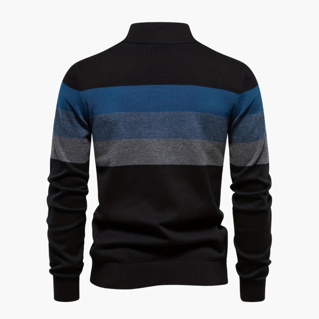 Herren pullover mit halbem Reißverschluss und gestreifter Oberfläche