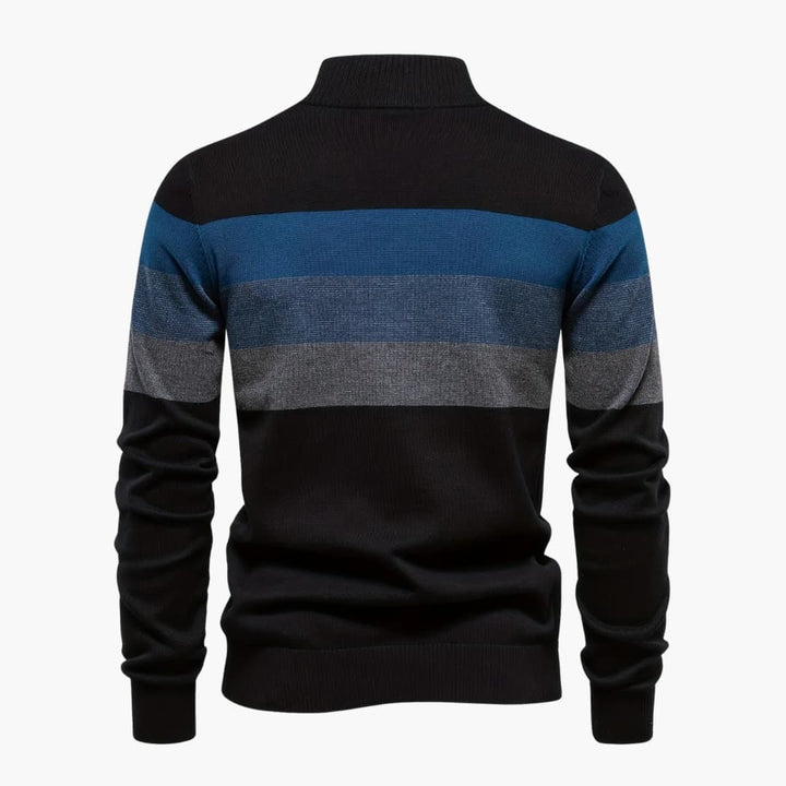 Herren pullover mit halbem Reißverschluss und gestreifter Oberfläche