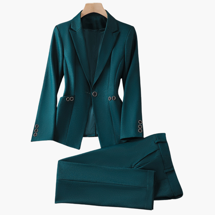 Damen Blazer Set mit Einem Knopf und Geraden Hosen