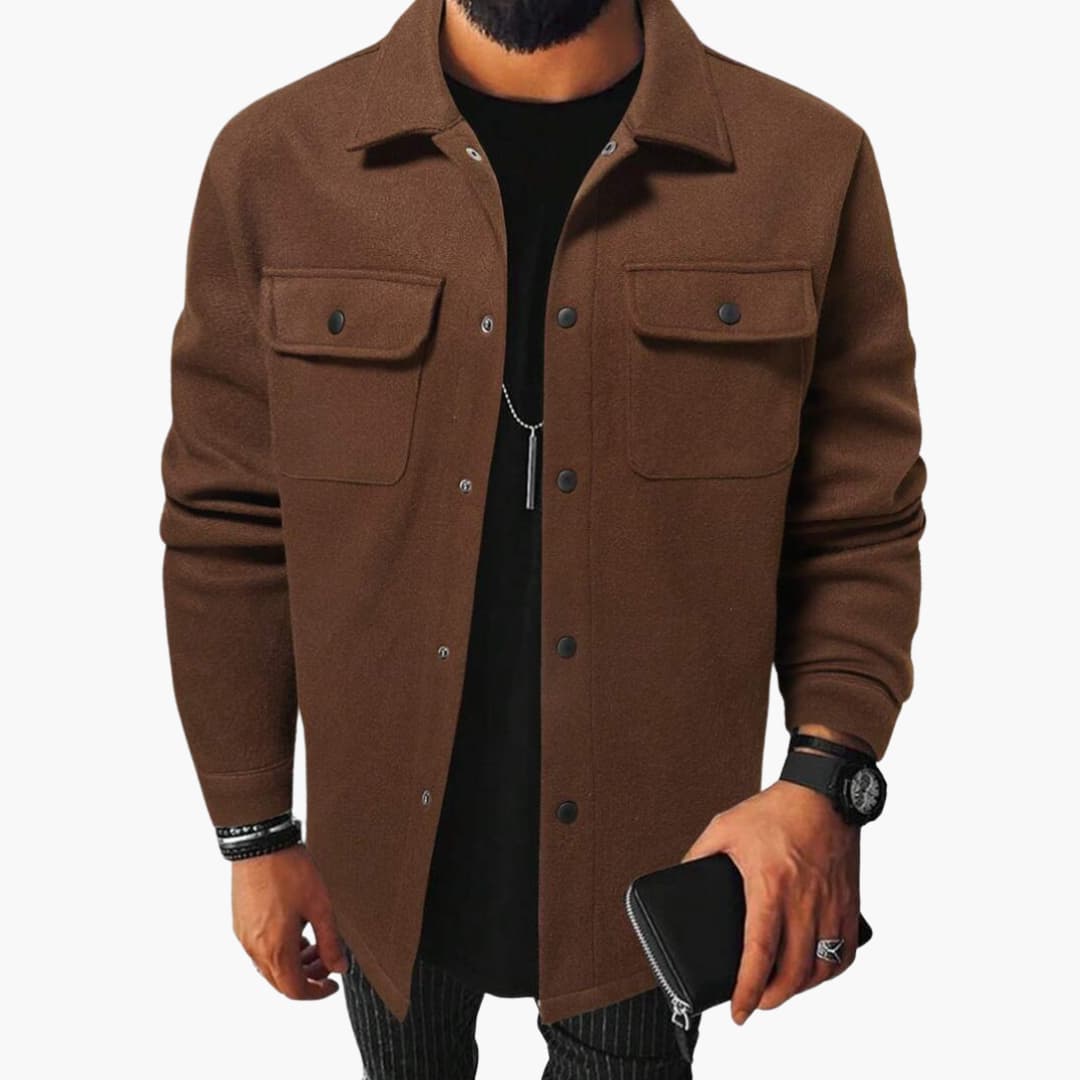 Herren hemd mit Knopfleiste Brusttaschen und langen Ärmeln