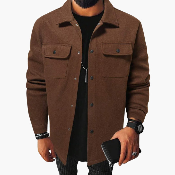 Herren hemd mit Knopfleiste Brusttaschen und langen Ärmeln