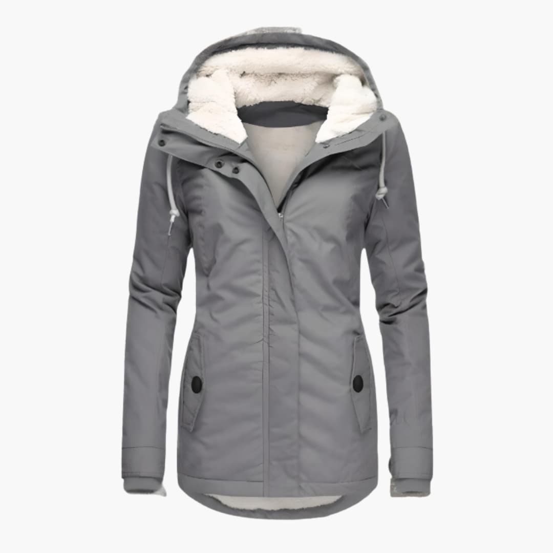 Damen-Winterjacke mit Kapuze Futter und Reißverschluss