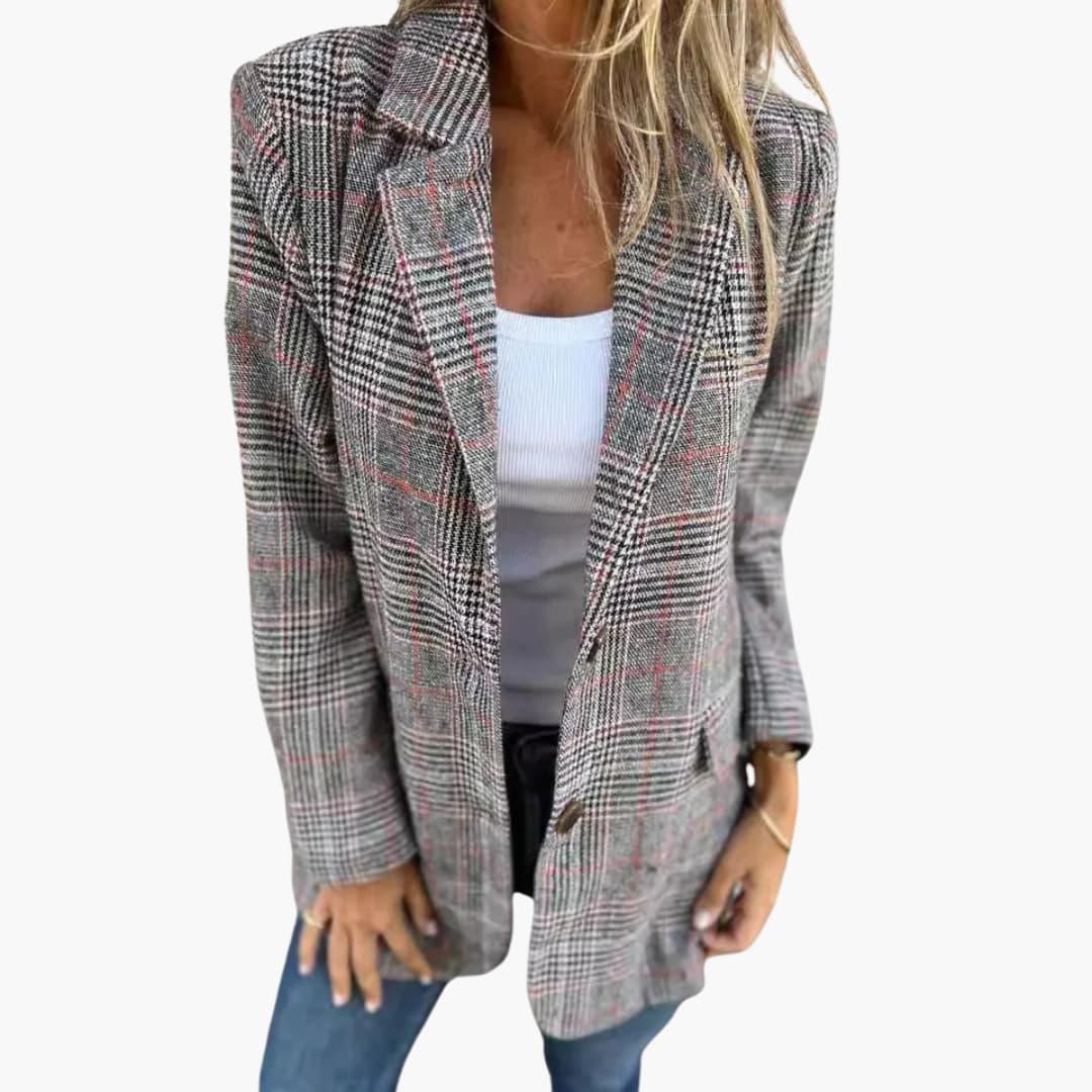 Maßgeschneiderter karierter Blazer für Damen - SchmiedeMode