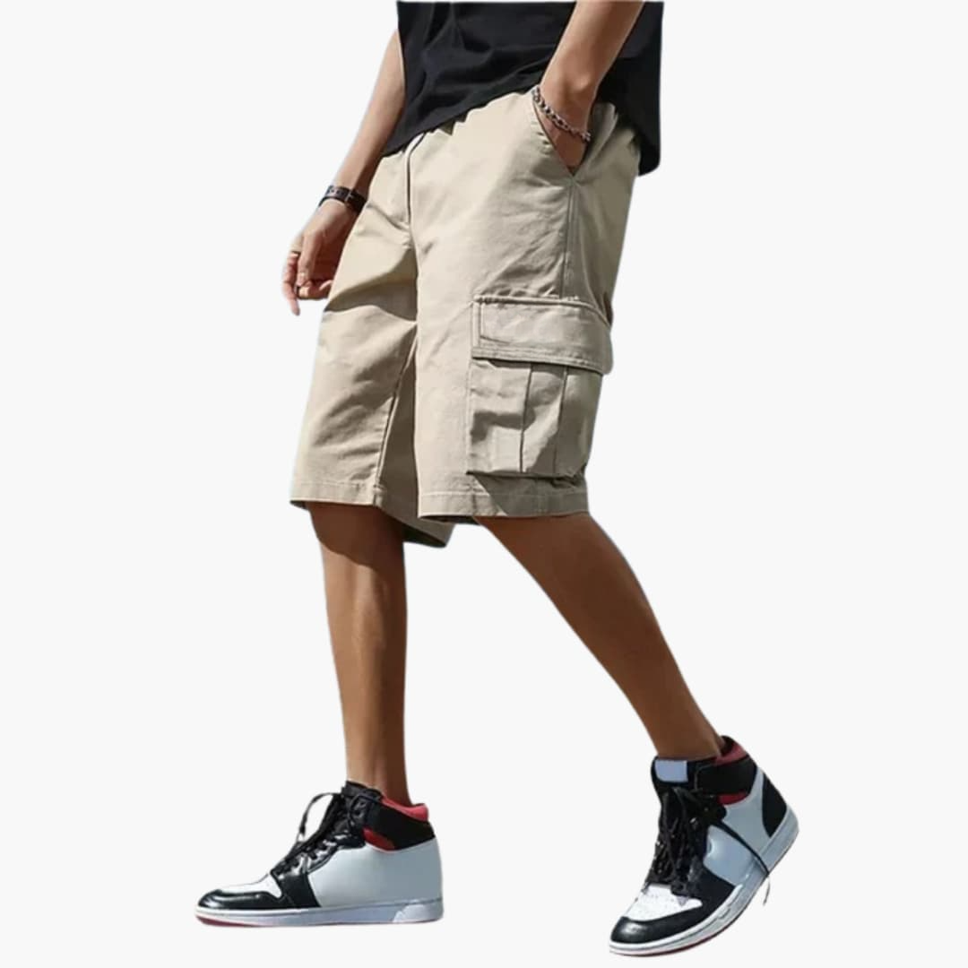 Herren Sommer Cargo Shorts mit Gummibund und Klappentaschen